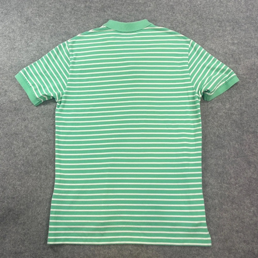 Polo Ralph Lauren Mens Polo Shirt L Green and White Striped Short Sleeve